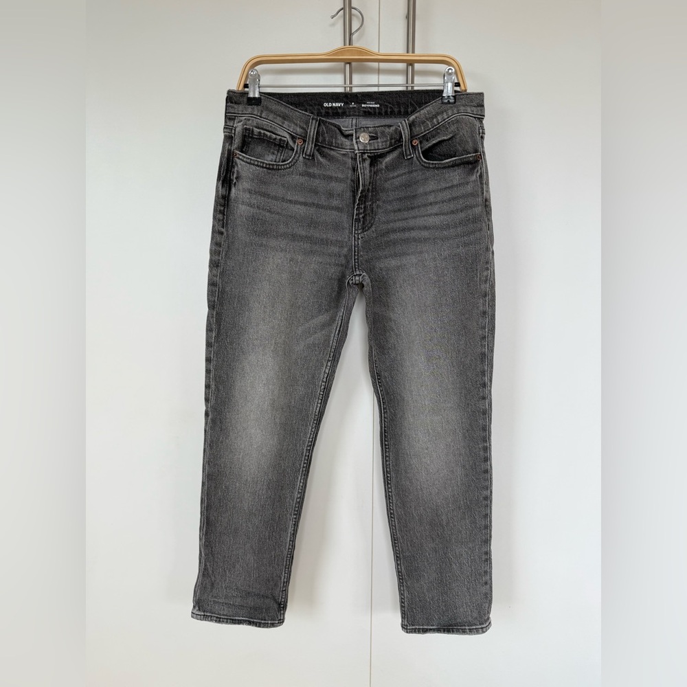 OLD NAVY MID RISE BOYFRIEND JEAN - 8P - FADED BLACK